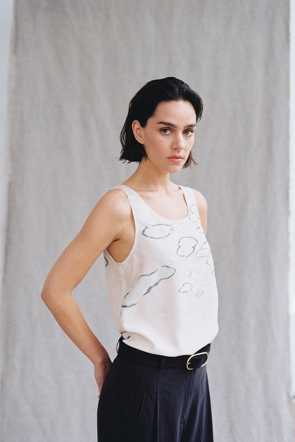 Bleach Printed Silk Top - Crema