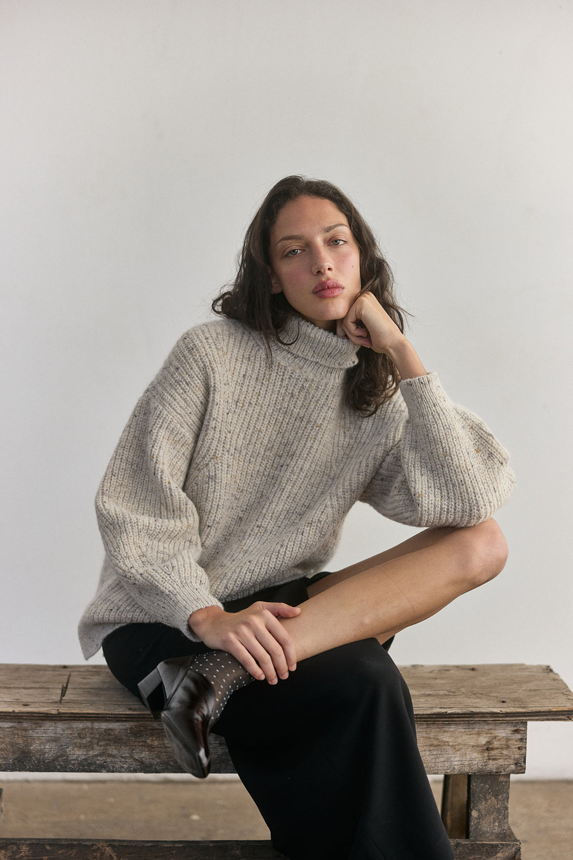 Sweater Oversized Cuello Alto Alpaca/Mohair