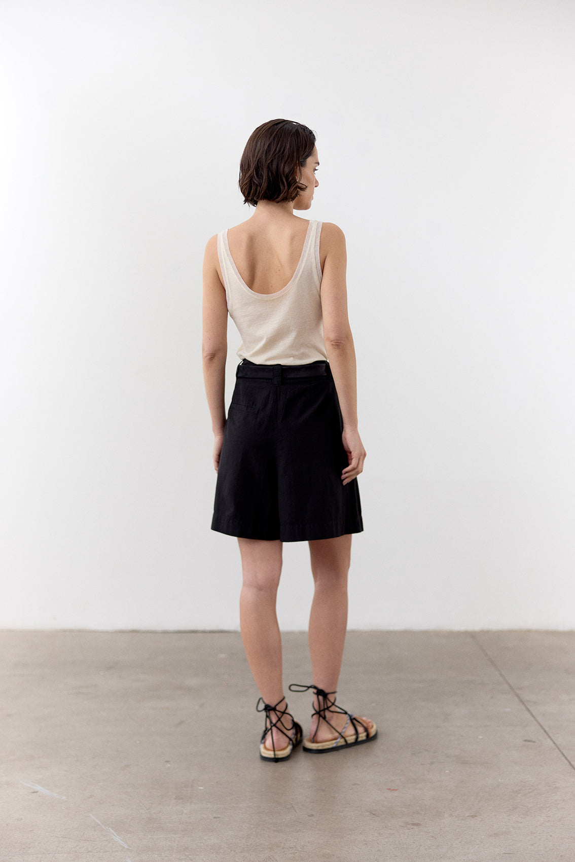 Seersucker Cotton Shorts - Ónix