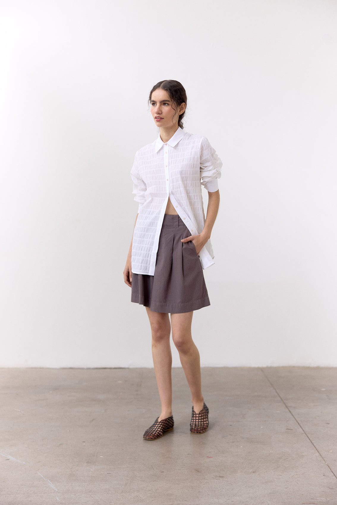 Seersucker Cotton Shorts - Trufa