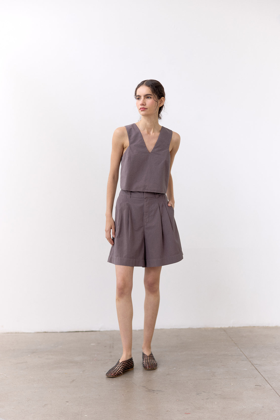 Seersucker Cotton Shorts - Trufa