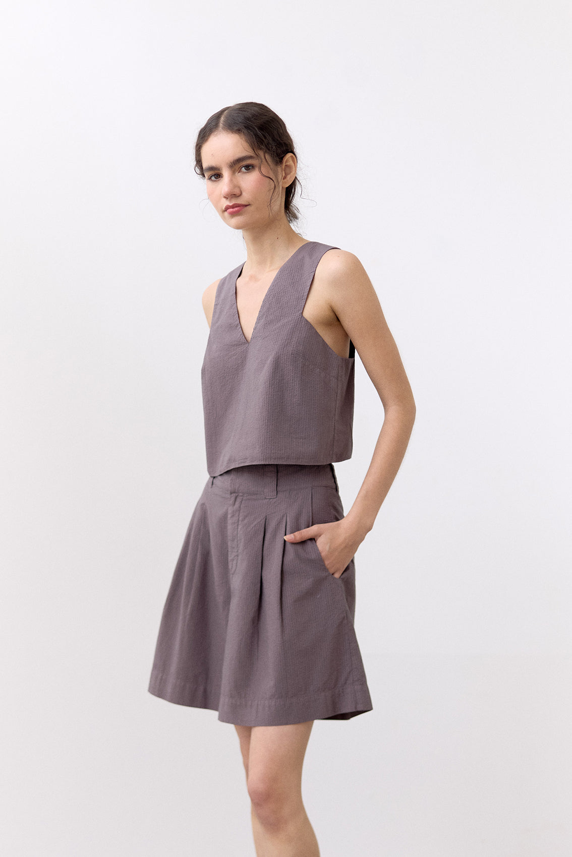 Seersucker Cotton Shorts - Trufa