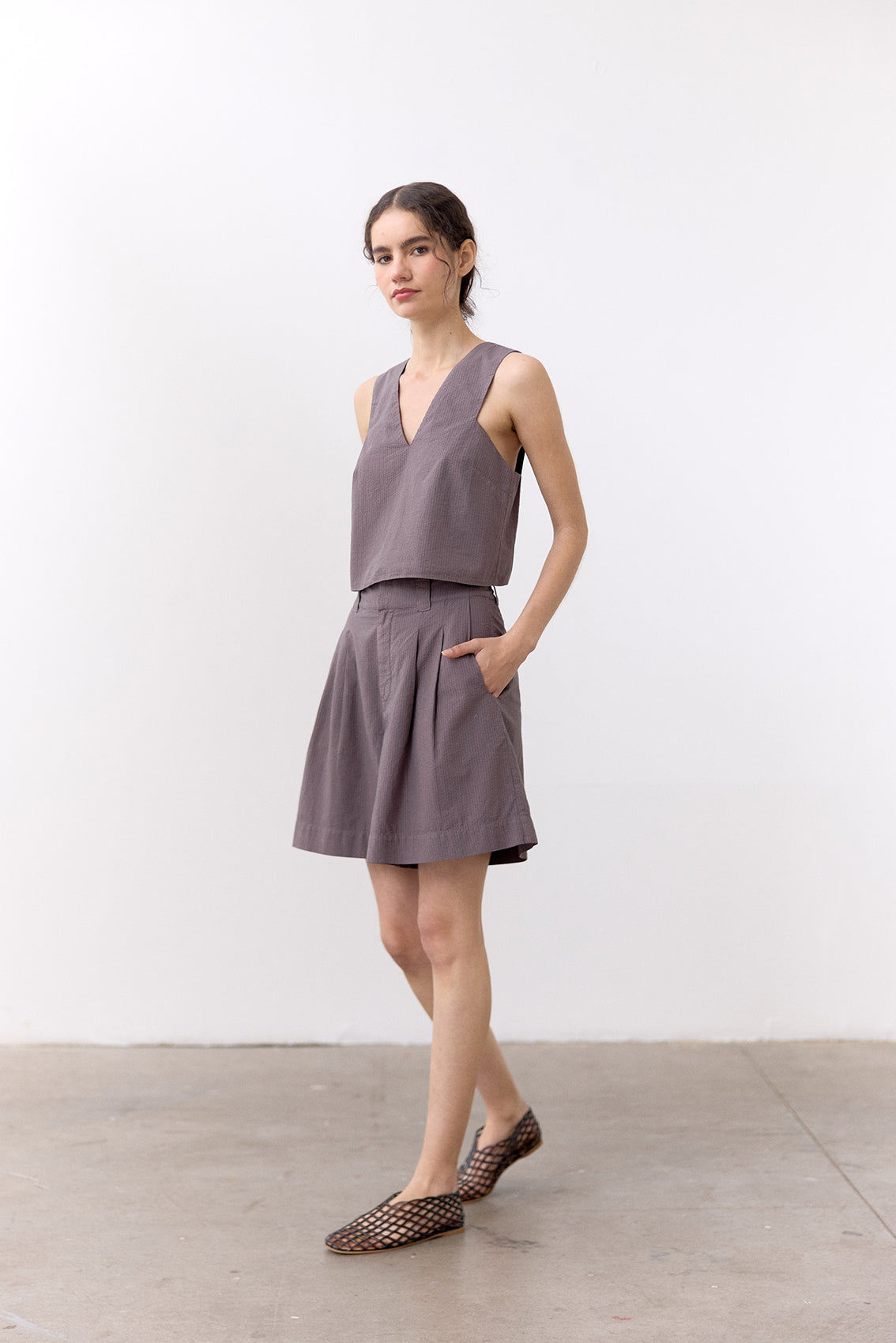 Seersucker Cotton Shorts - Trufa