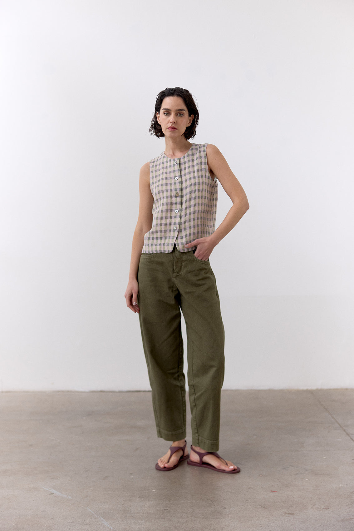 Utility Gabardine Cotton Pant - Musgo