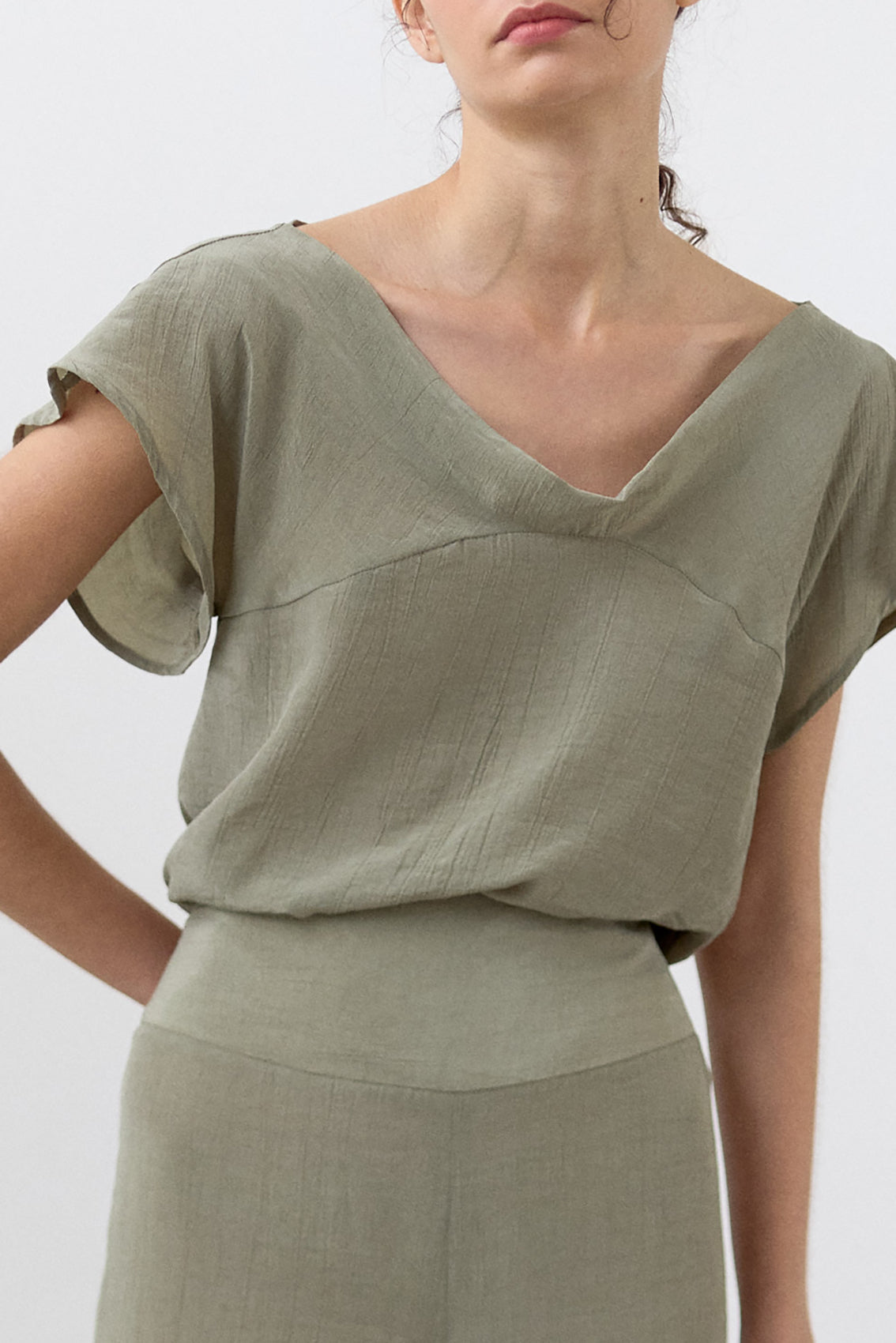 Crinkled Lyocell Top - Musgo