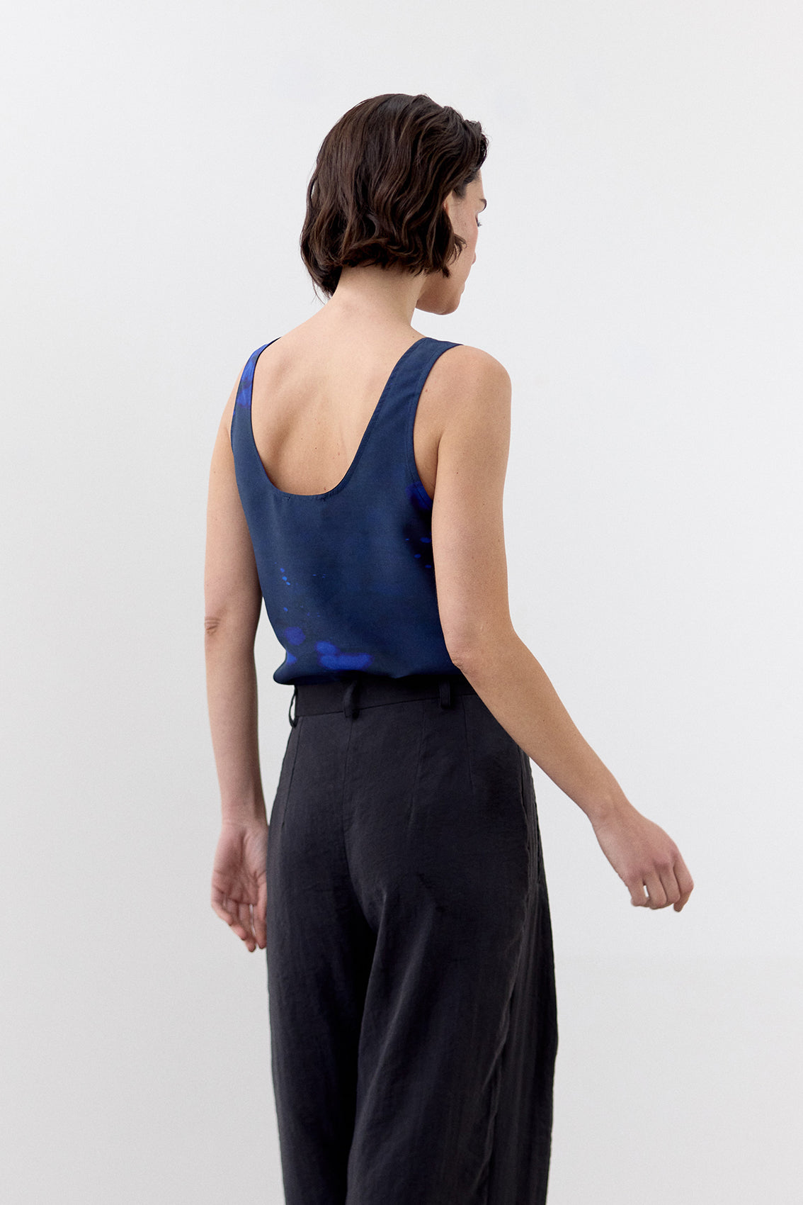 Bleach Printed Silk Top - Cobalto