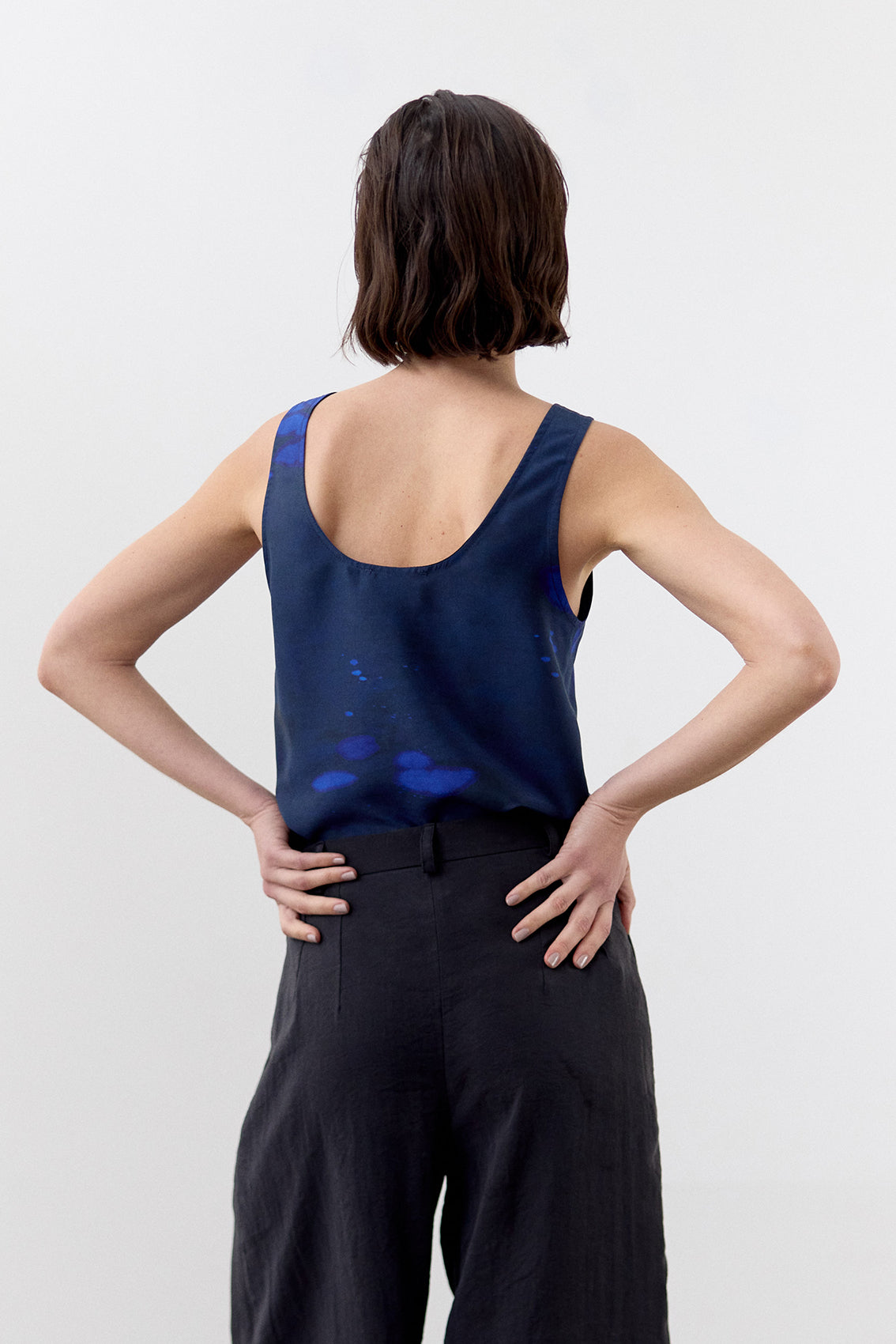 Bleach Printed Silk Top - Cobalto