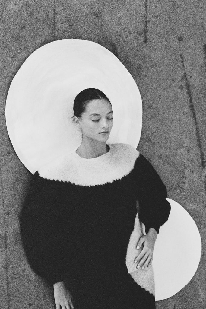 Felted Alpaca Sweater Semicircles - Medianoche/Crudo