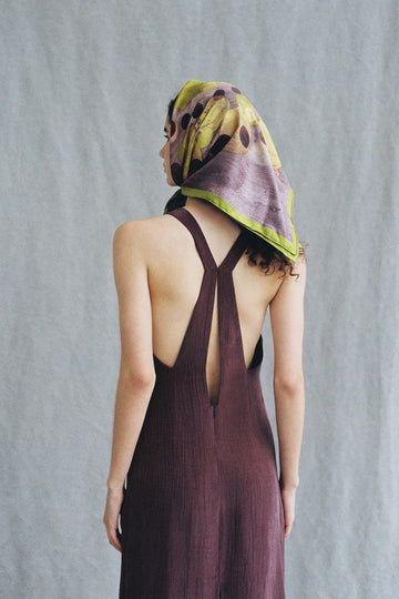 Crinkled Lyocell Halter Dress - Vino