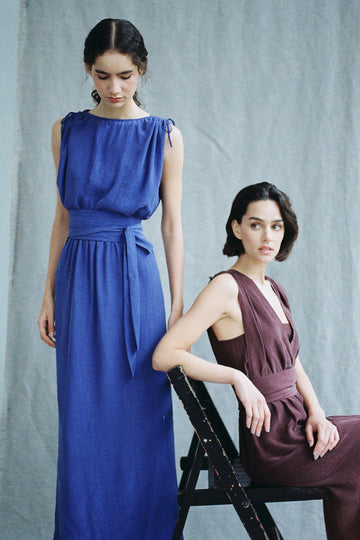 Vestido Ablusonado Lyocell Corrugado - Lirio