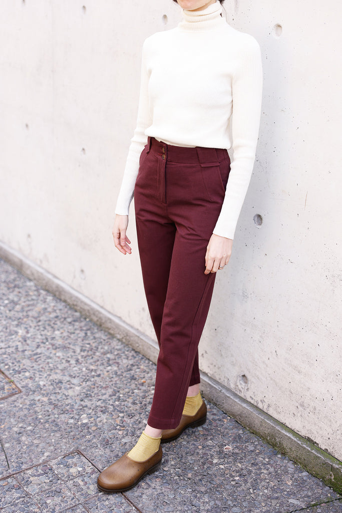 Twisted Seam Gabardine Pant - Vino