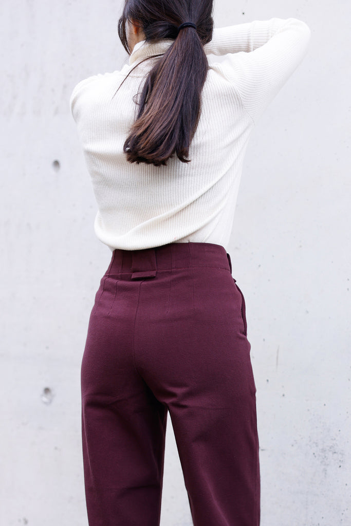 Twisted Seam Gabardine Pant - Vino