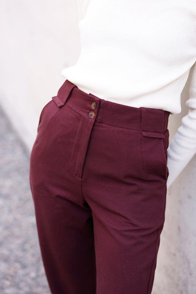 Twisted Seam Gabardine Pant - Vino