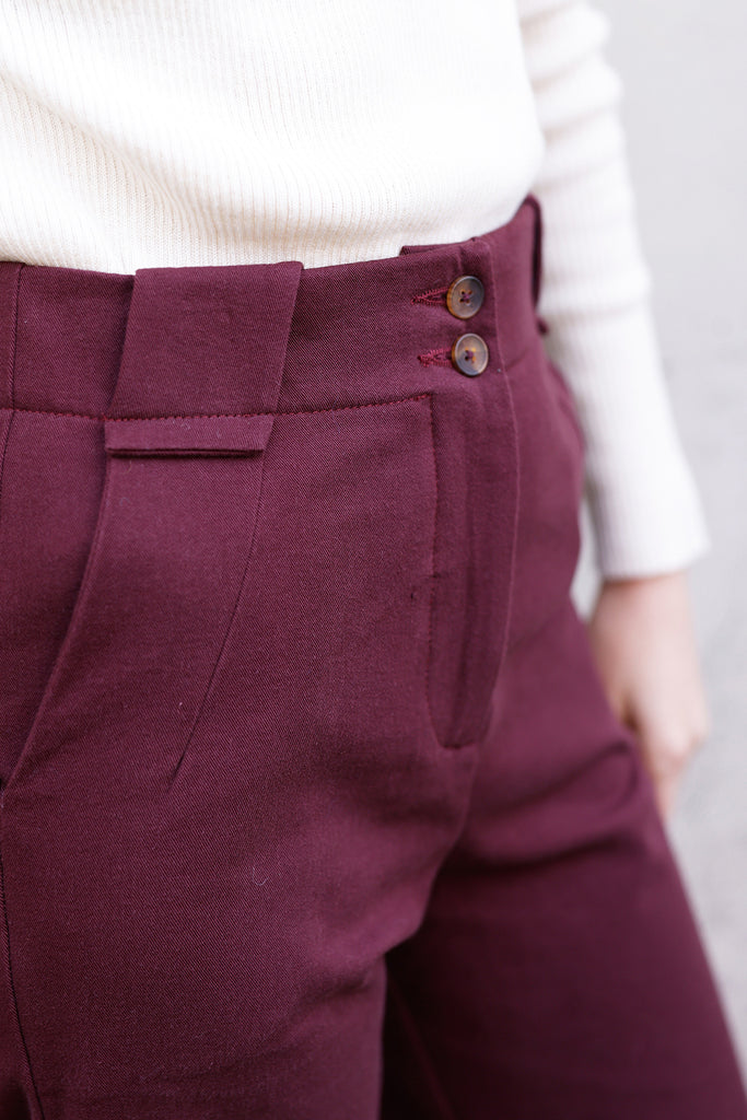 Twisted Seam Gabardine Pant - Vino