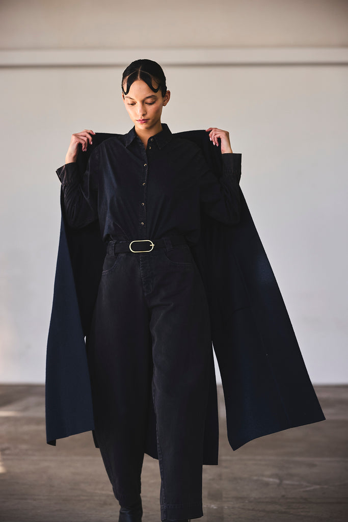 Washed Pima Cotton Button-Down Shirt - Medianoche