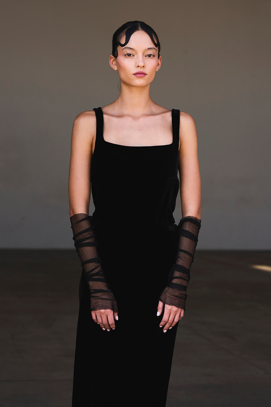 Silk Velvet Square Neck Top - Ónix