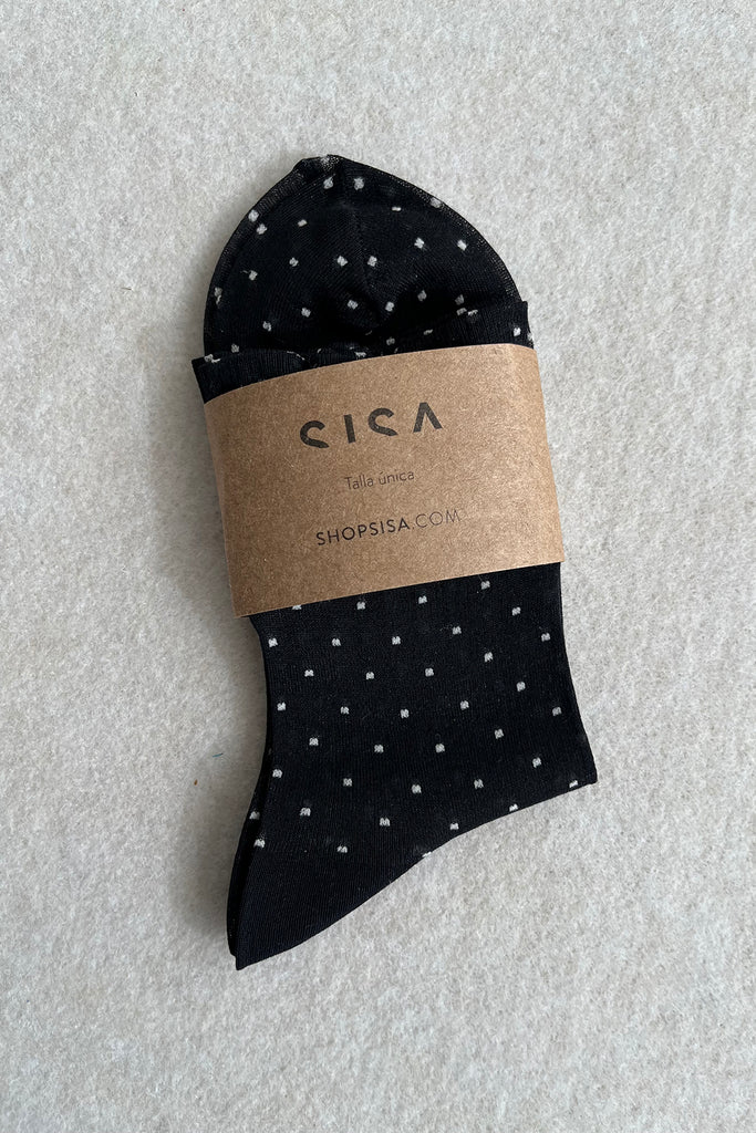 Black Dotted Sheer Socks