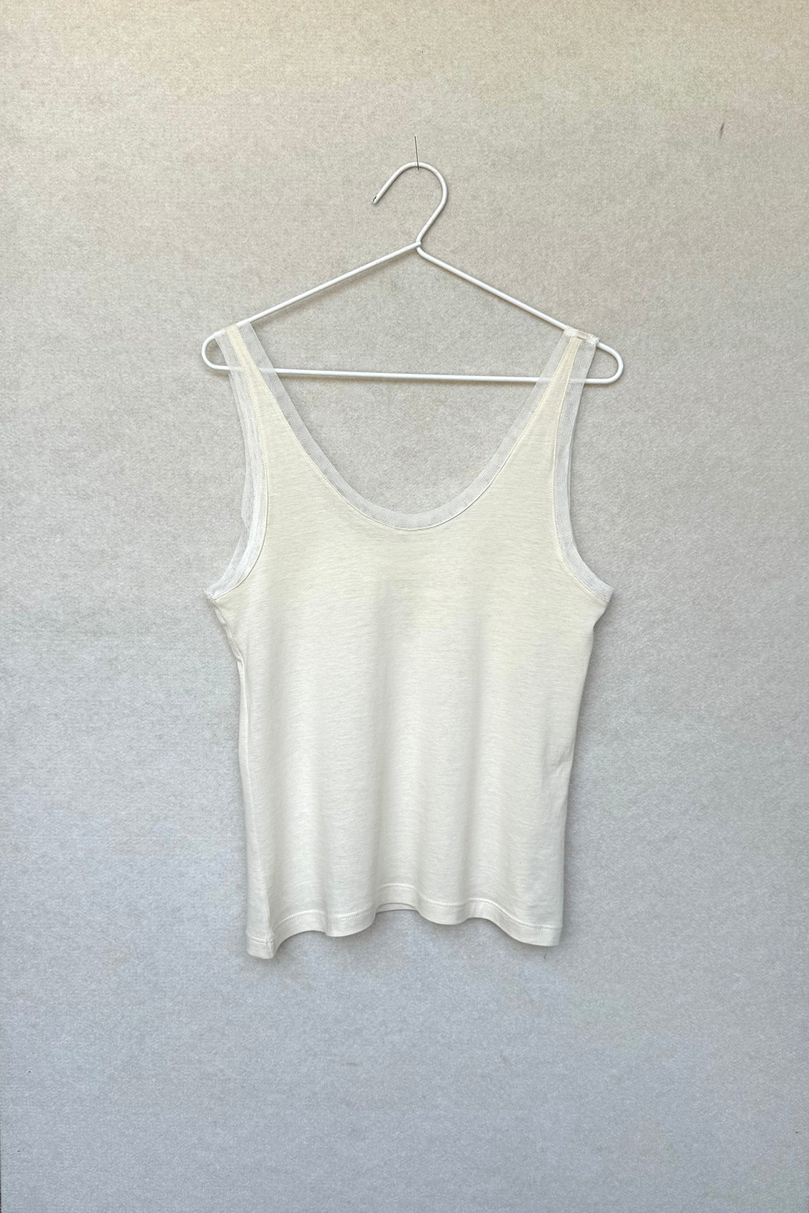 Silk Trim Pima Cotton Tank Top - Mantequilla
