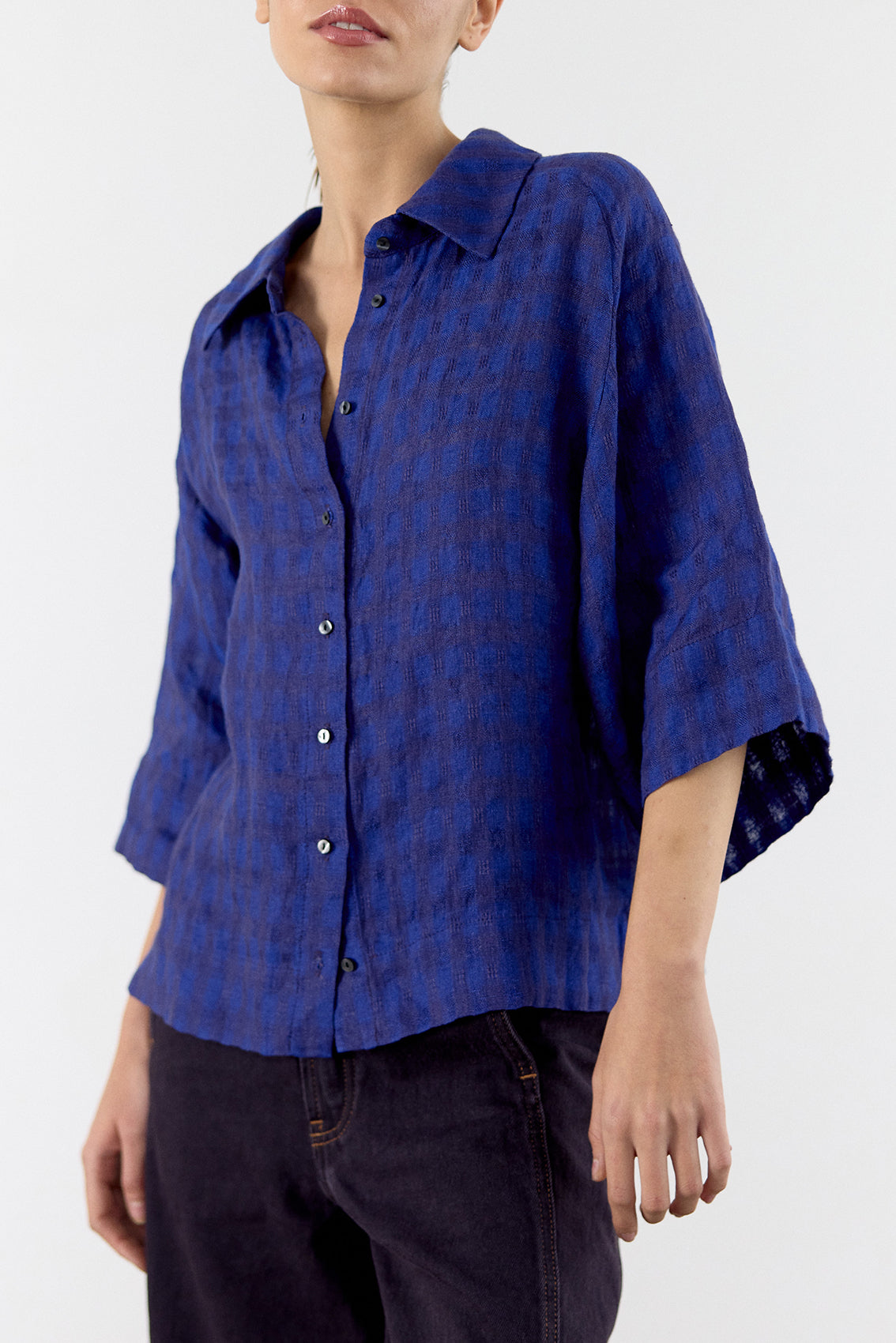 Gingham Linen Shirt - Ultramar