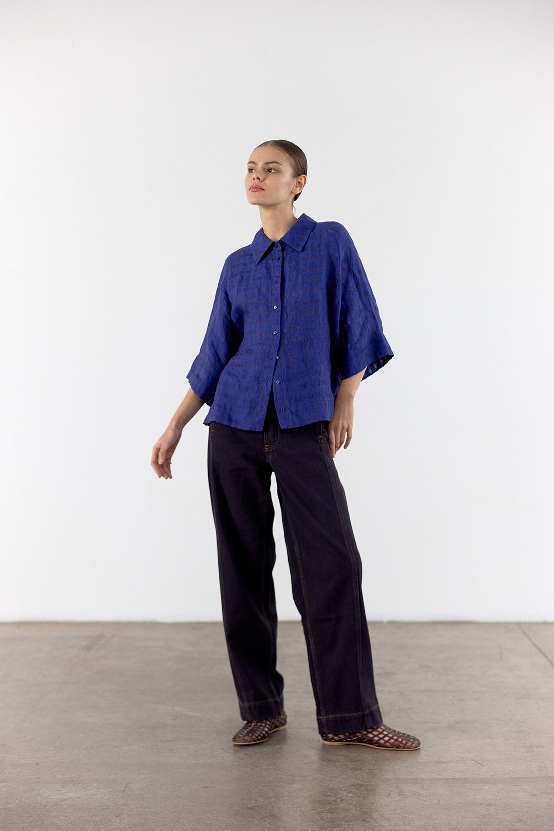 Gingham Linen Shirt - Ultramar