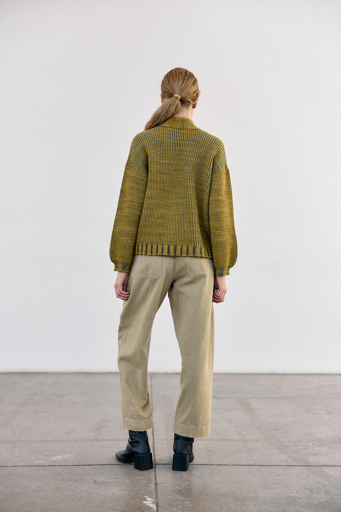 Cárdigan Hand-Dyed Lana Merino - Mix Ocre