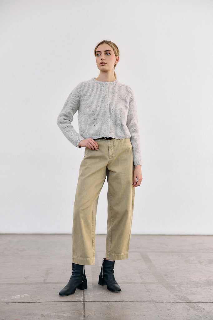 Cárdigan Corto Nuboso Mélange Alpaca/Mohair - Crudo