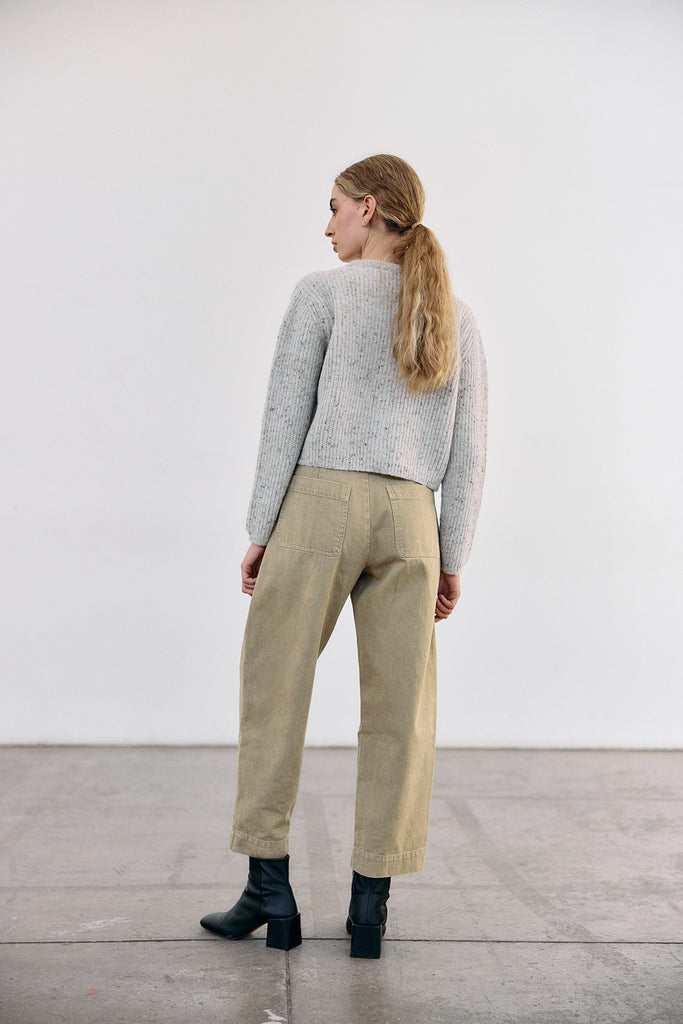 Cárdigan Corto Nuboso Mélange Alpaca/Mohair - Crudo