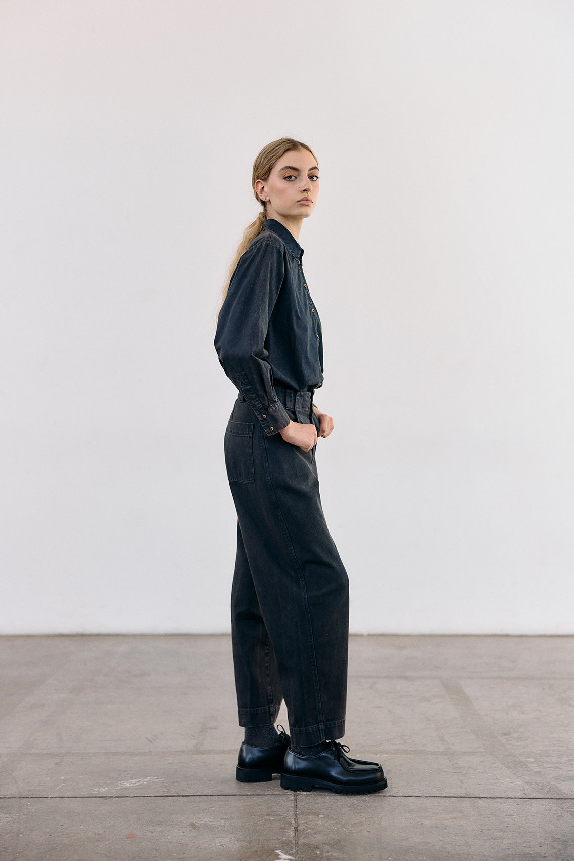 Washed Cotton Gabardine Utility Pant - Medianoche