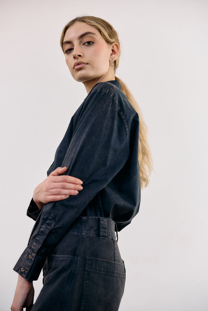 Washed Pima Cotton Button-Down Shirt - Medianoche