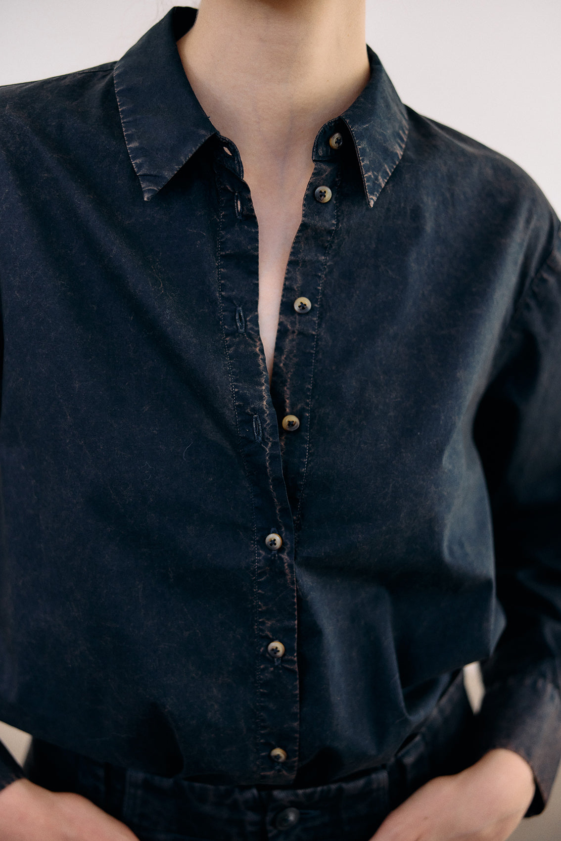 Washed Pima Cotton Button-Down Shirt - Medianoche