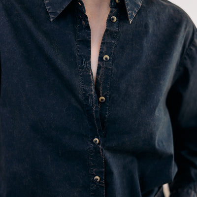 Washed Pima Cotton Button-Down Shirt - Medianoche