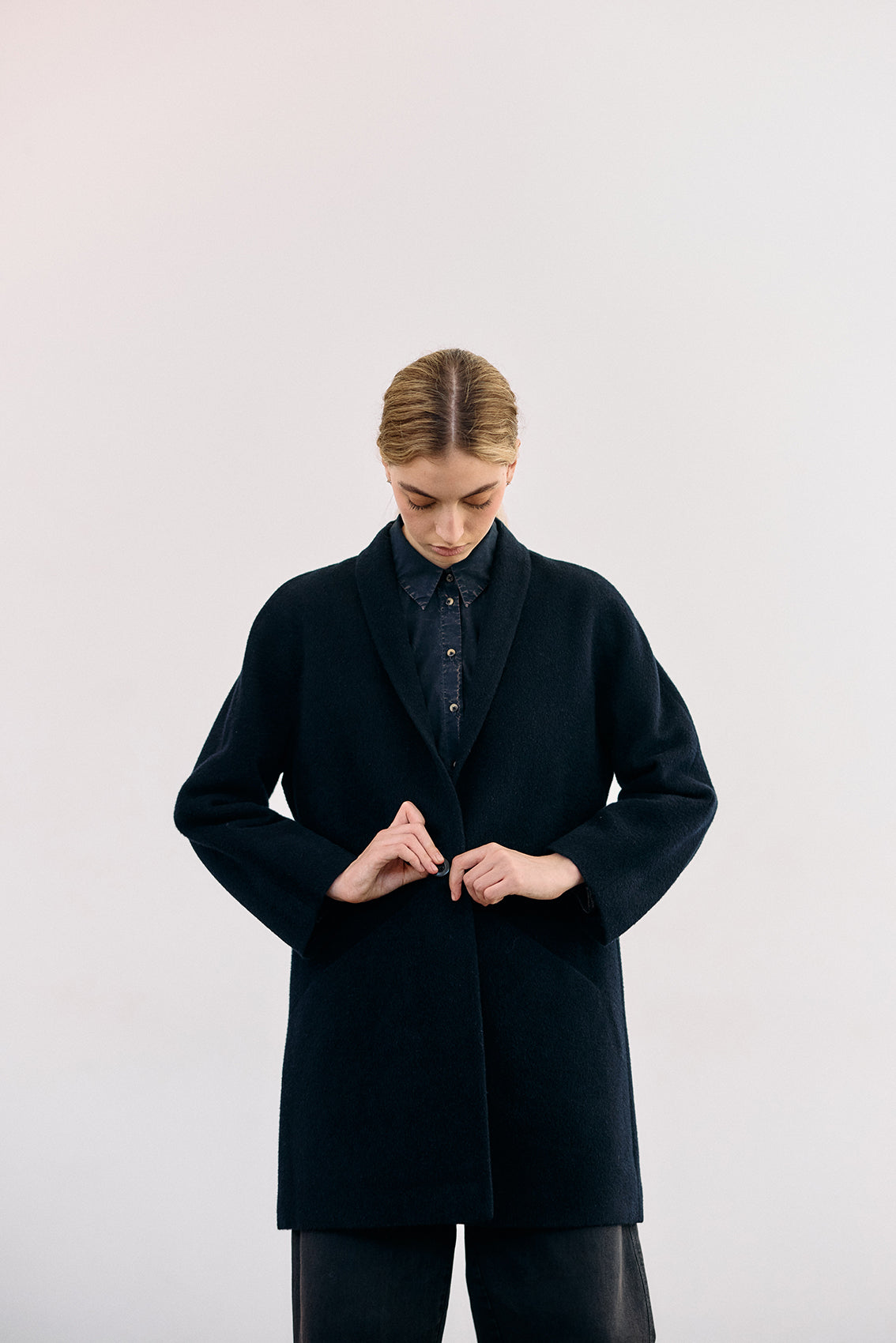 Short Baby Alpaca Coat - Medianoche