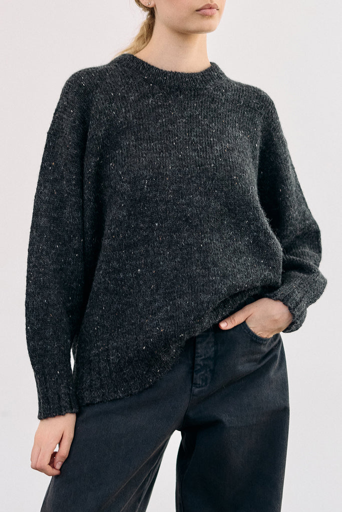 Oversized Alpaca/Mohair Cloud Sweater - Ónix