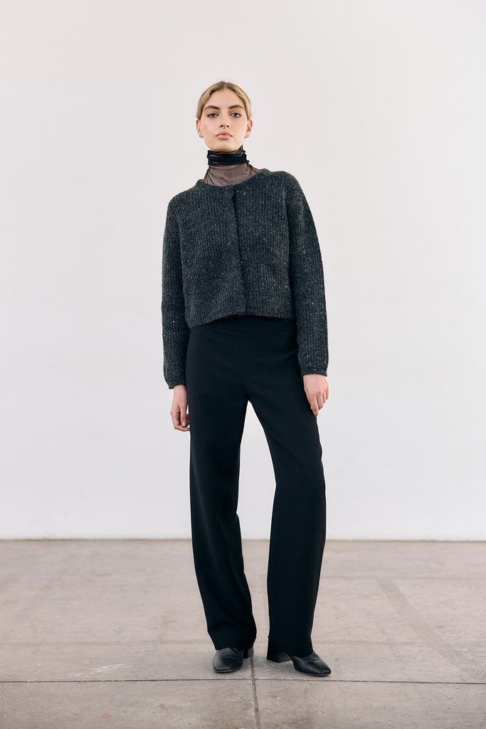Cropped Alpaca/Mohair Cloud Cardigan - Ónix