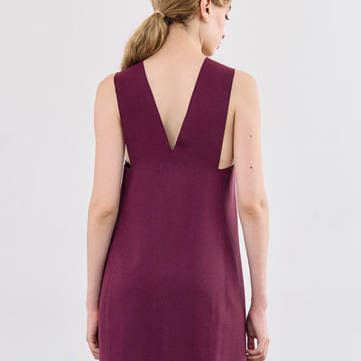 Deep-V Layering Midi Dress - Vino