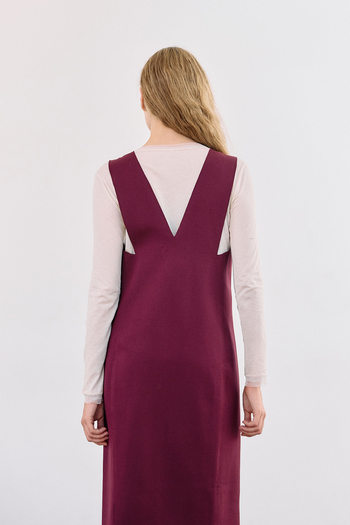 Deep-V Layering Midi Dress - Vino