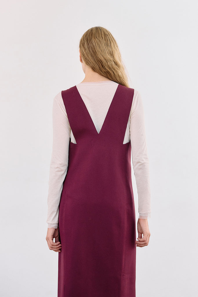Deep-V Layering Midi Dress - Vino