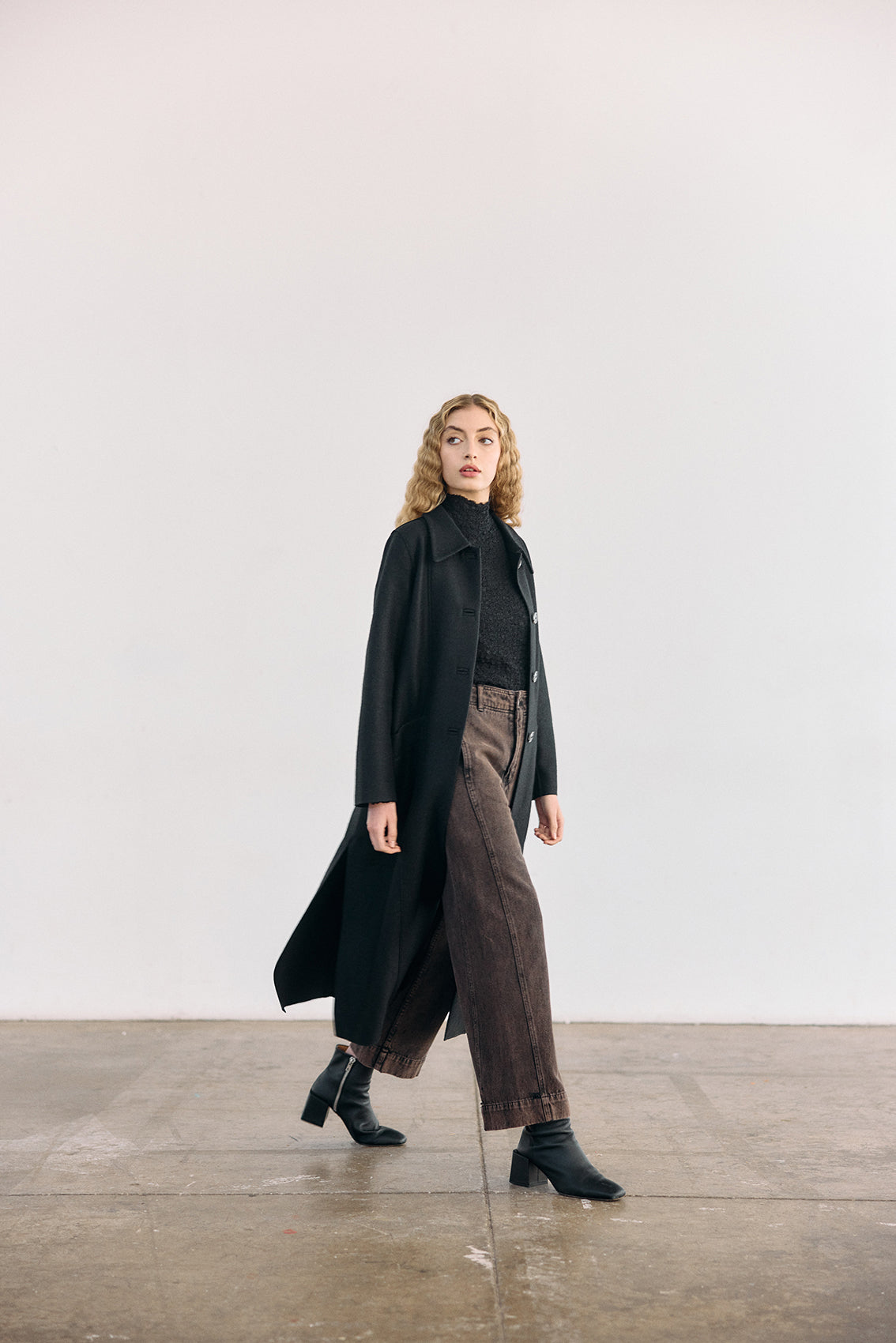 Collared Felted Alpaca/Wool Long Coat