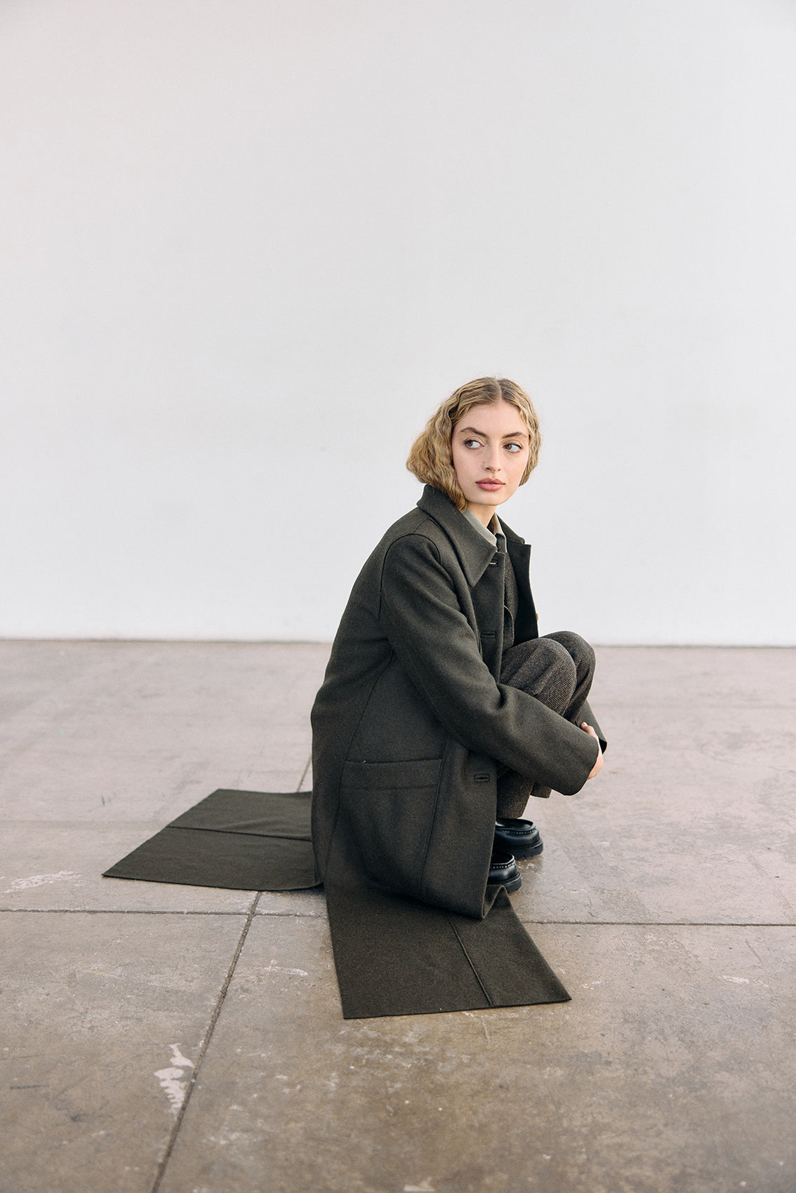 Collared Felted Alpaca/Wool Long Coat - Bosque