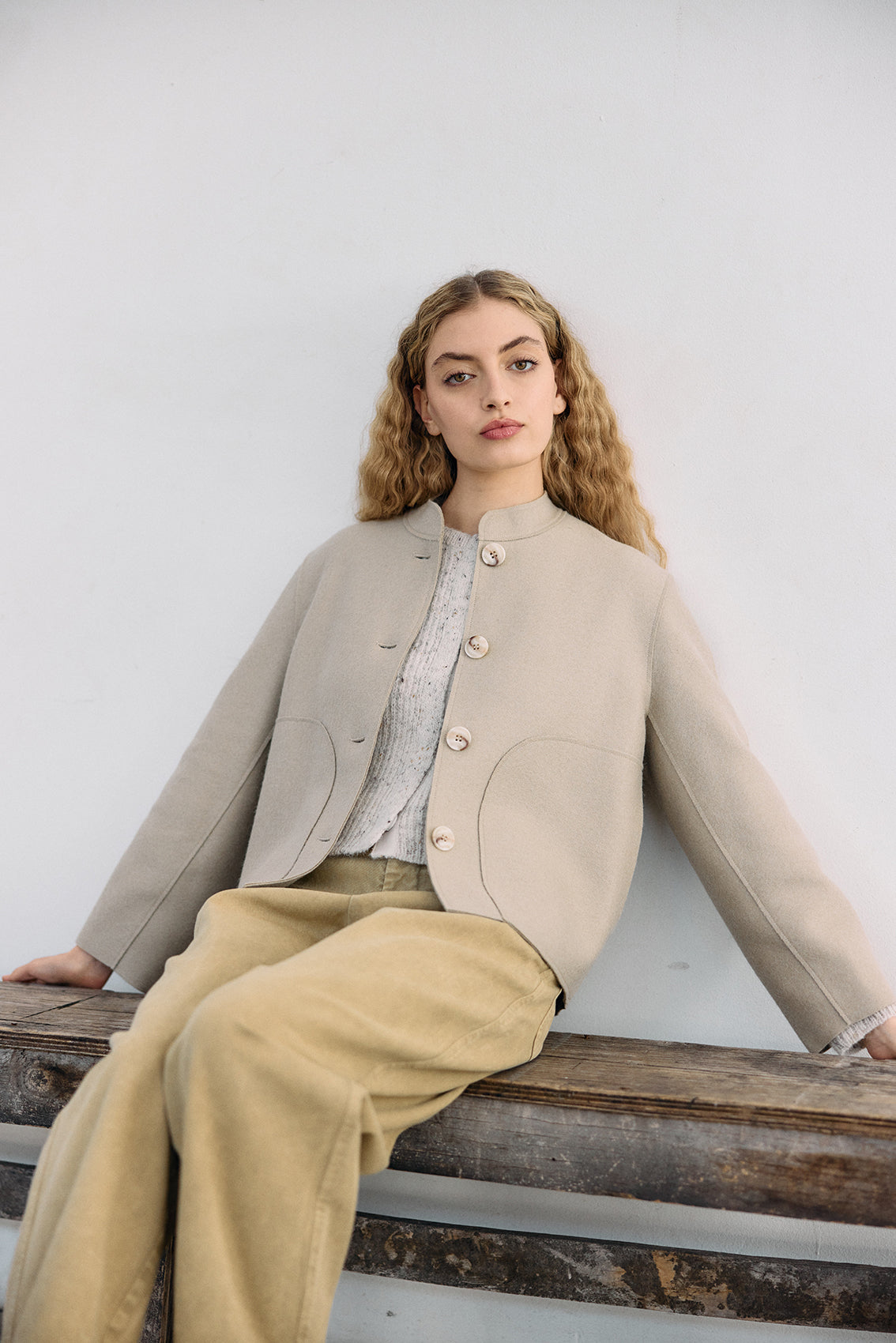 Chaqueta Felted Alpaca/Lana - Beige