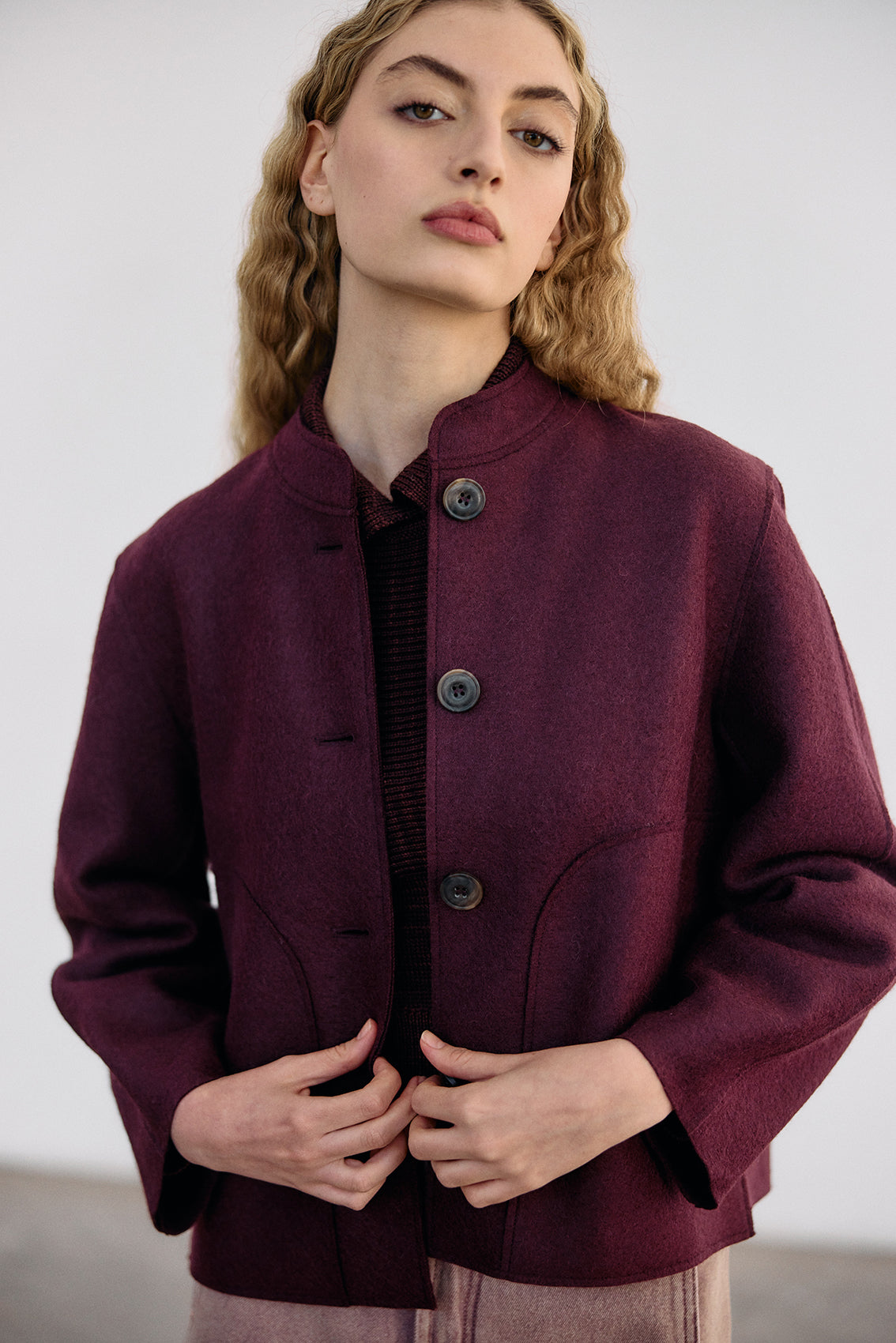 Chaqueta Felted Alpaca/Lana - Vino