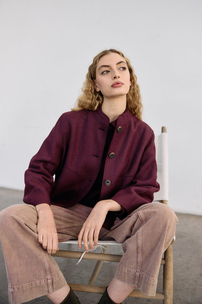 Chaqueta Felted Alpaca/Lana - Vino