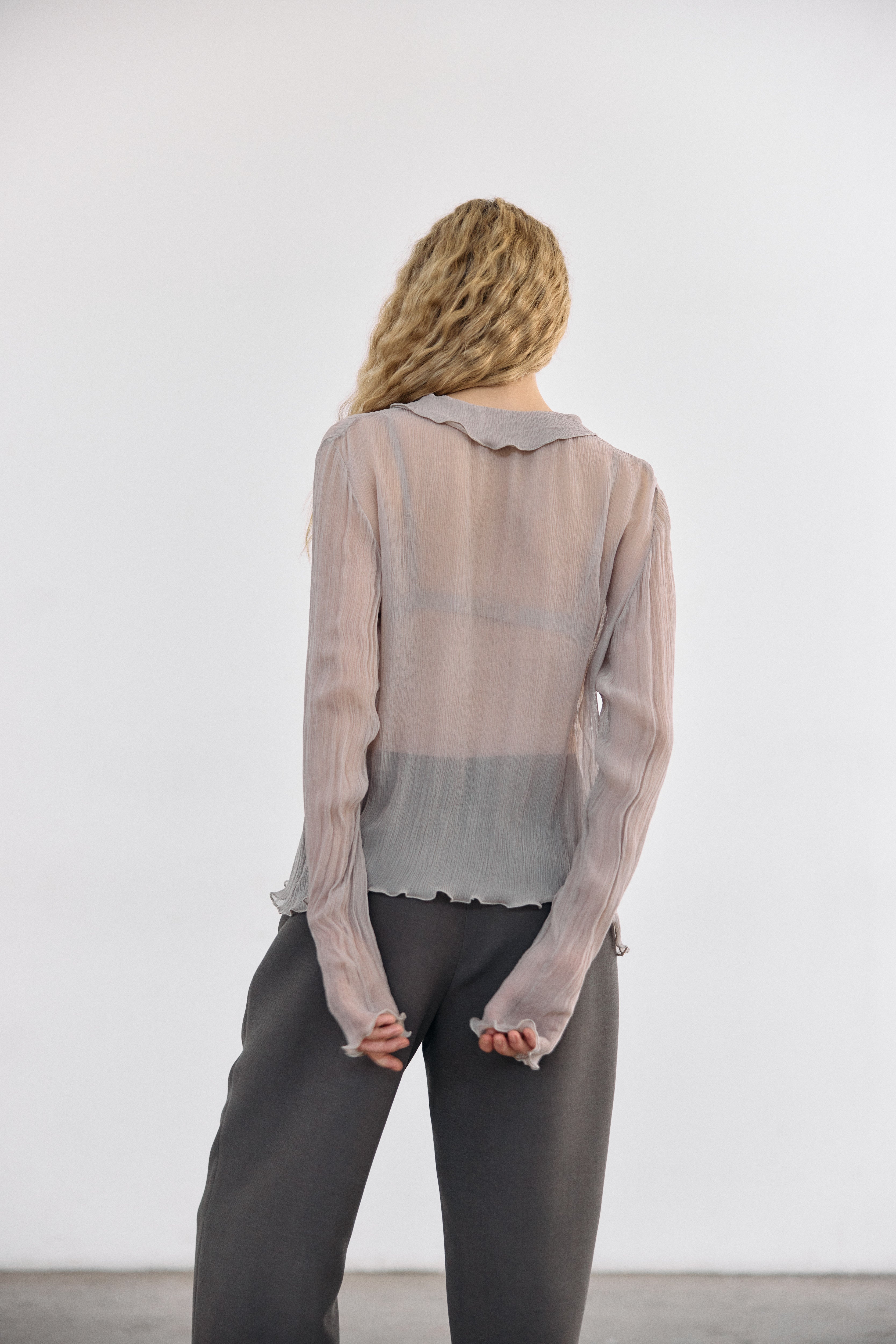Sheer Silk Chiffon Blouse - Arena