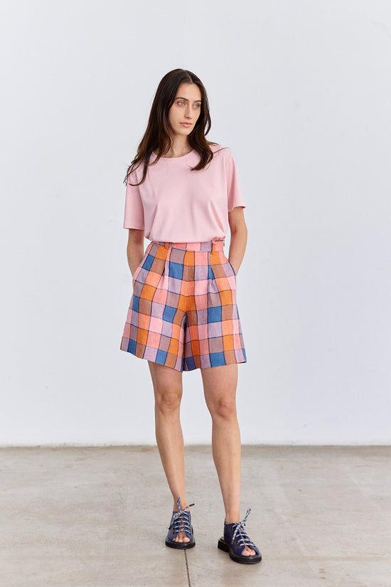Pabi Linen Shorts in Mini Check