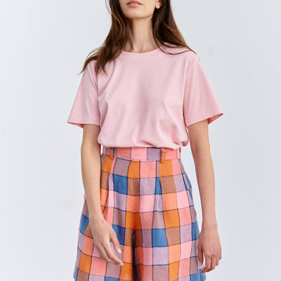 Basic Crew Neck Pima Cotton T-Shirt - Rosa