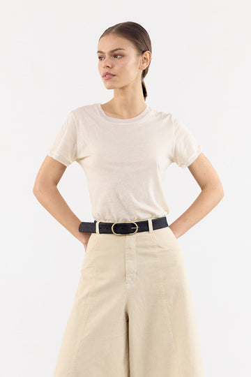 Silk Trim Pima Cotton T-Shirt - Mantequilla