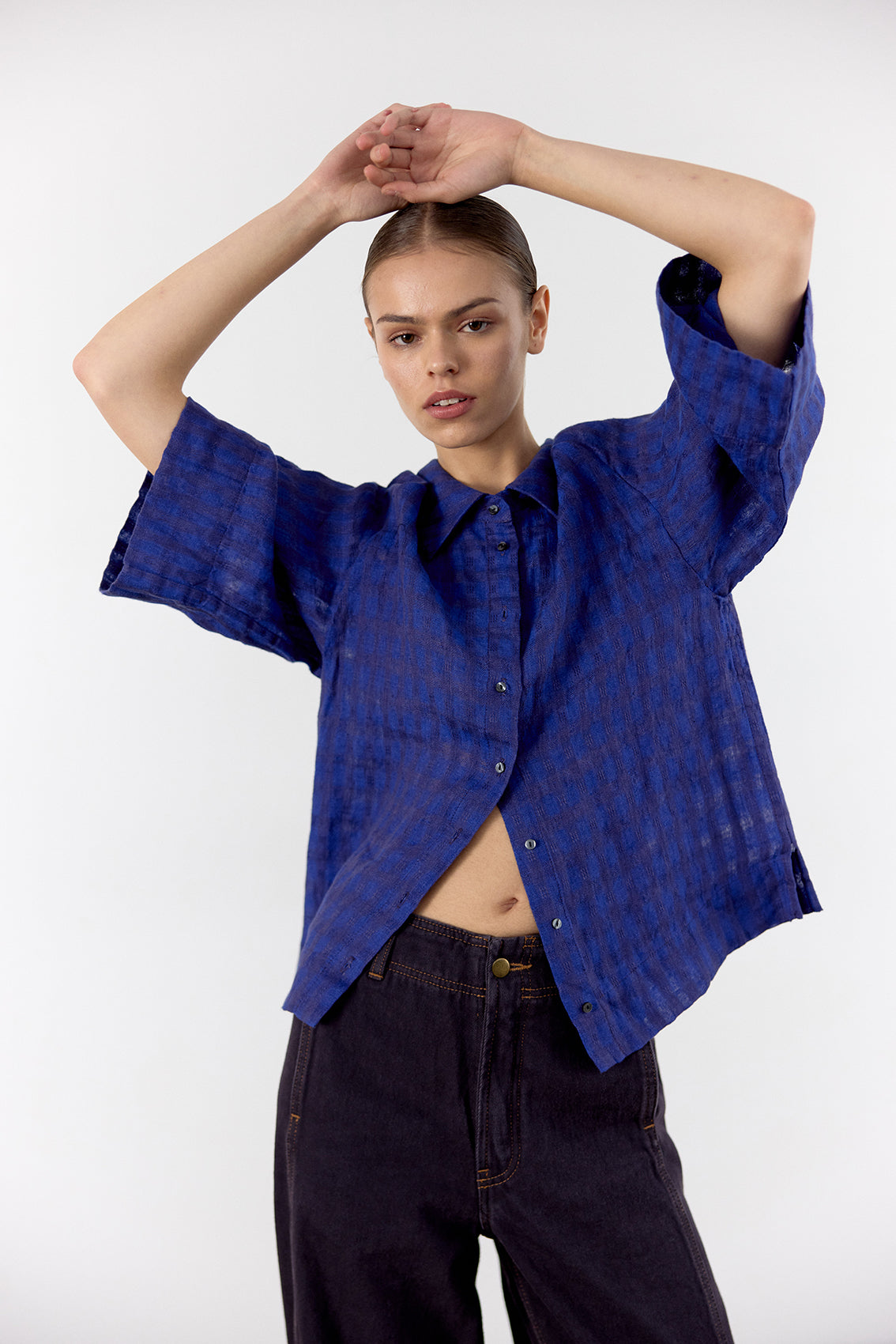 Gingham Linen Shirt - Ultramar