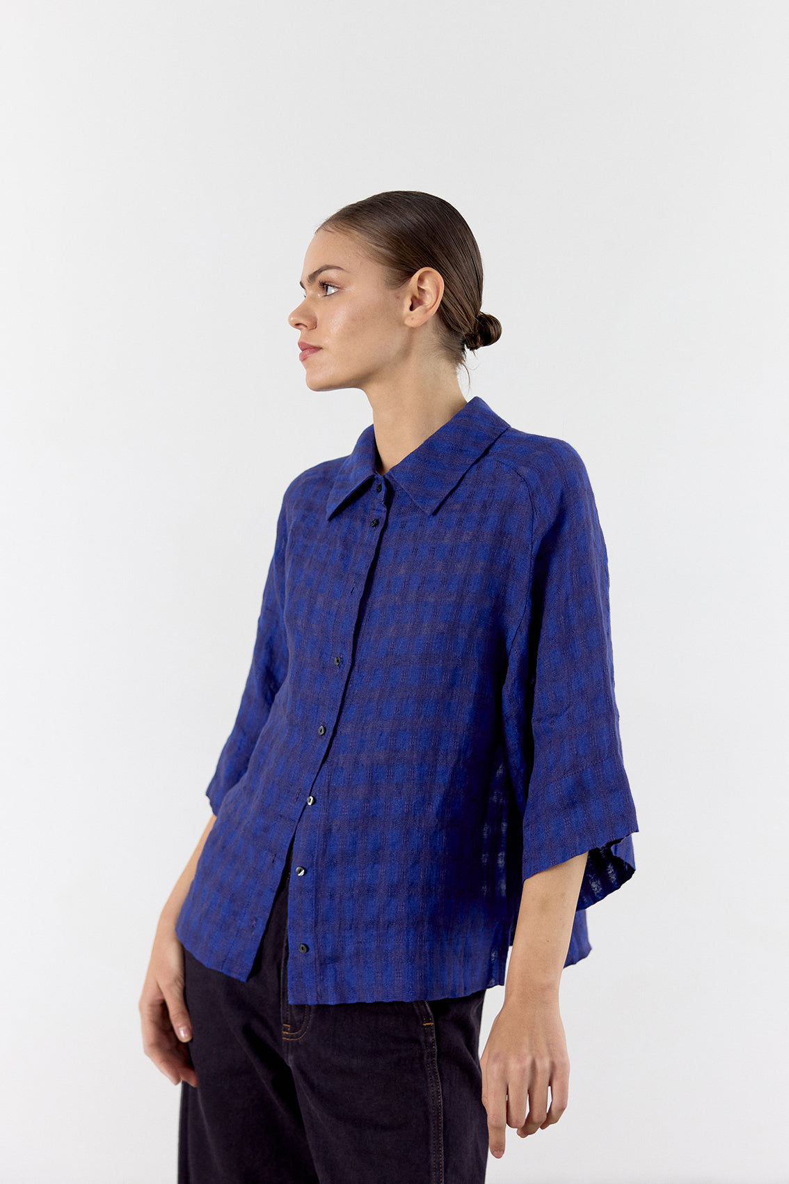Gingham Linen Shirt - Ultramar