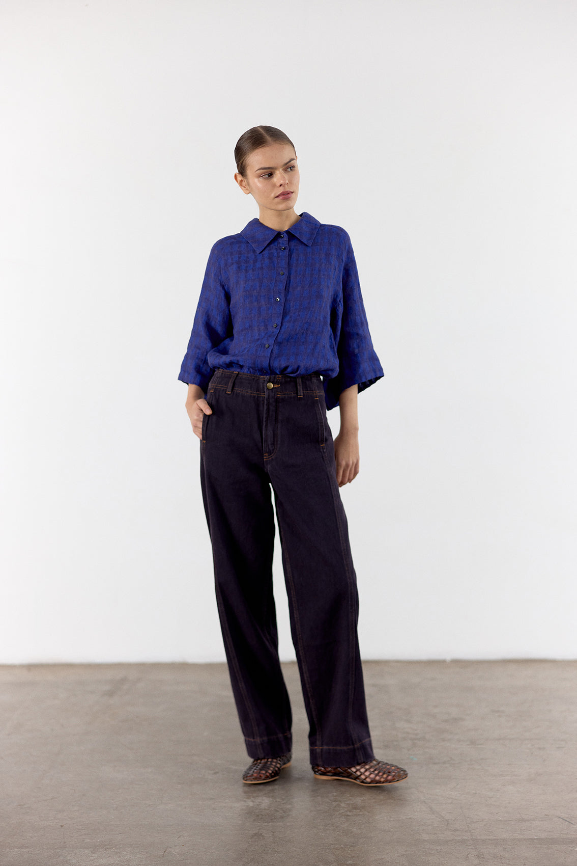 Gingham Linen Shirt - Ultramar