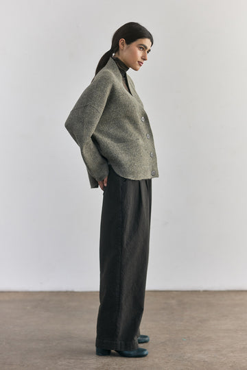 Cárdigan Felted Alpaca - Musgo